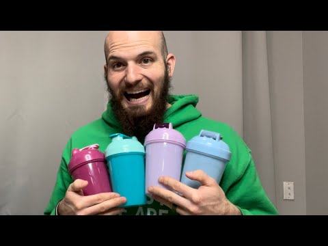 4 Pack 20-Ounce  Protein Shaker Bottle with Agitators Light Blue, Lavender, Teal/Mint, Raspberry.