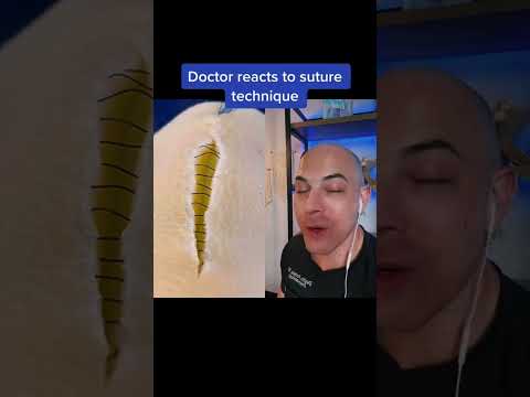 Doctor reacts to amazing suture technique! #dermreacts #doctorreacts #suture