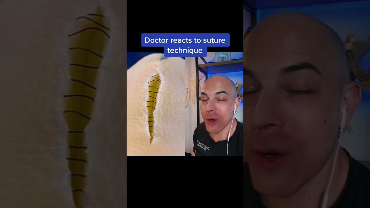 Doctor reacts to amazing suture technique! #dermreacts #doctorreacts #suture