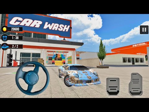 Smart Car Wash Workshop Service Garage 2021 - Blue Car Driving Technical Review - Android Gameplay