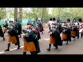 Diamond Jubilee - Irish Guards Band & Pipers and Feu De Joie party leave for the Palace