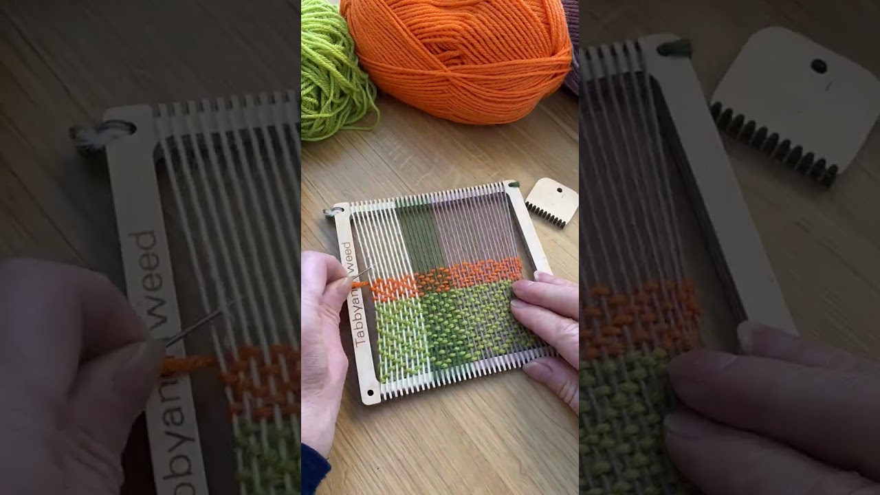 Weaving on a small square loom  #weaving #yarncrafts #looms #fabric #gifts #handmade #yarn