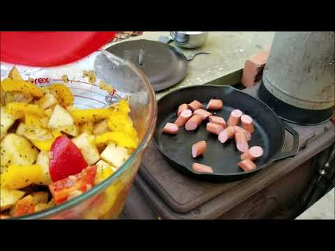Cast Iron Wood Stove Cooking - Marinated Roasted...