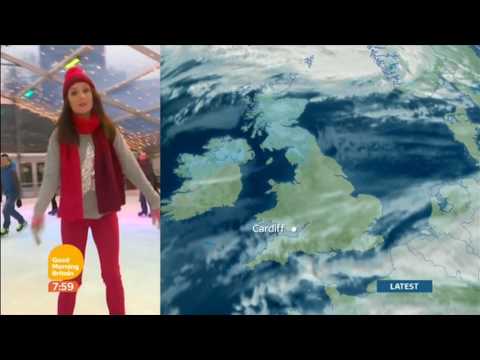 Laura Tobin GMB Weather In Cardiff On The Ice 2016 11 24