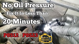 Chevrolet No Oil Pressure How to Replace Pressure Sensor Silverado Sierra Tahoe Suburban P0521 P0523
