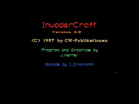InvaderCraft (1987) from J Hertel and published by CW-Publikationen - Amiga Space Invaders clone