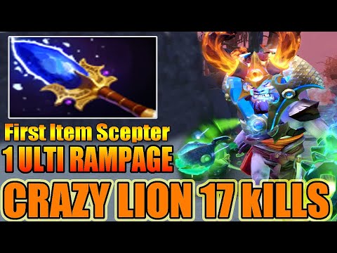Crazy Lion Carry With First Item Scepter 1 Hit Ulti Rampage Insane 17 Kills 7.27 Dota 2 Gameplay