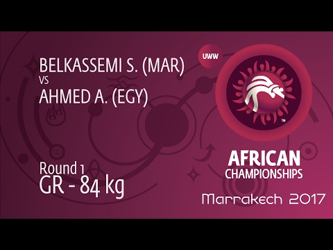 Round 1 GR - 84 kg: A. AHMED (EGY) df. S. BELKASSEMI (MAR) by TF, 8-0