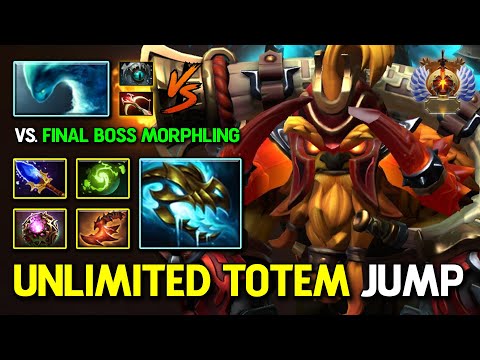 UNLIMITED TOTEM JUMP MID Earthshaker Aghs Scepter + Refresher Orb Build Vs. Final Boss Morphling