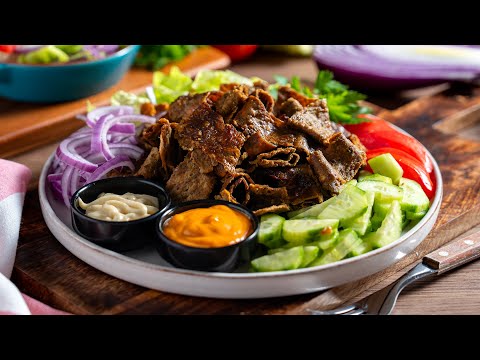Kebab on a tray, simple, juicy and flavorful recipe (Better than at a shawarma!)