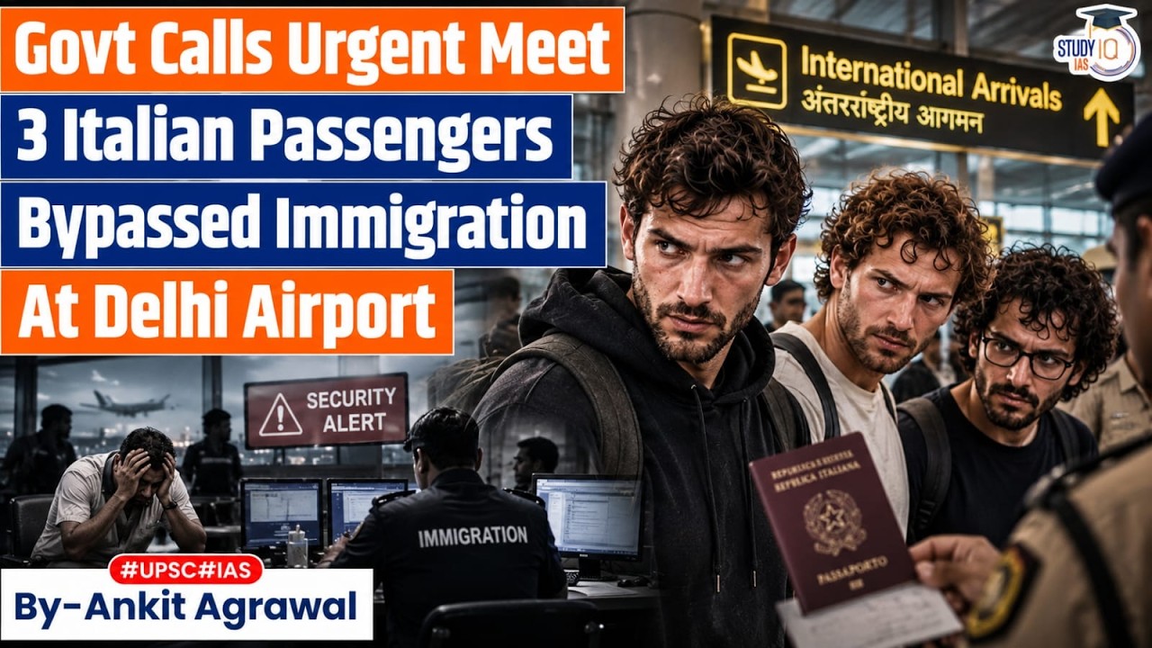 MHA calls urgent meet after 3 Italians skip immigration at Delhi airport | Ankit Agrawal Study IQ
