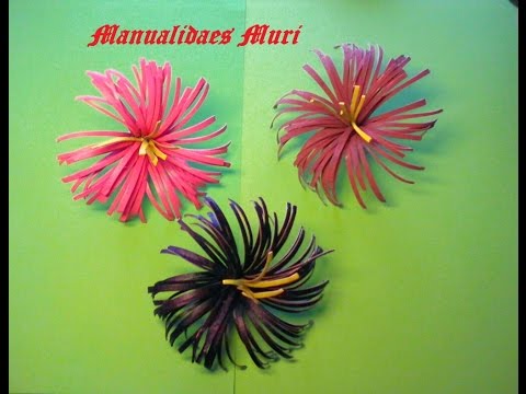 Manualidades. Flores de cartón con rollo de papel higiénico