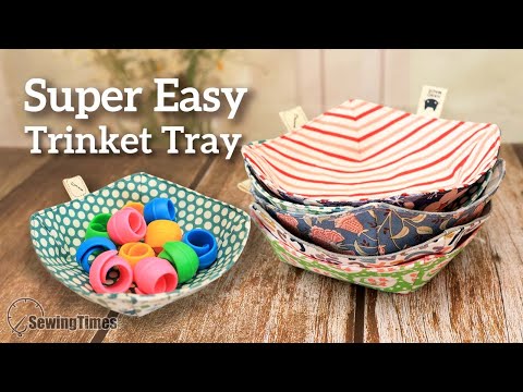 💕Super Easy - DIY Trinket Tray | Sewing Projects For Scrap Fabric - Cute Baskets [sewingtimes]