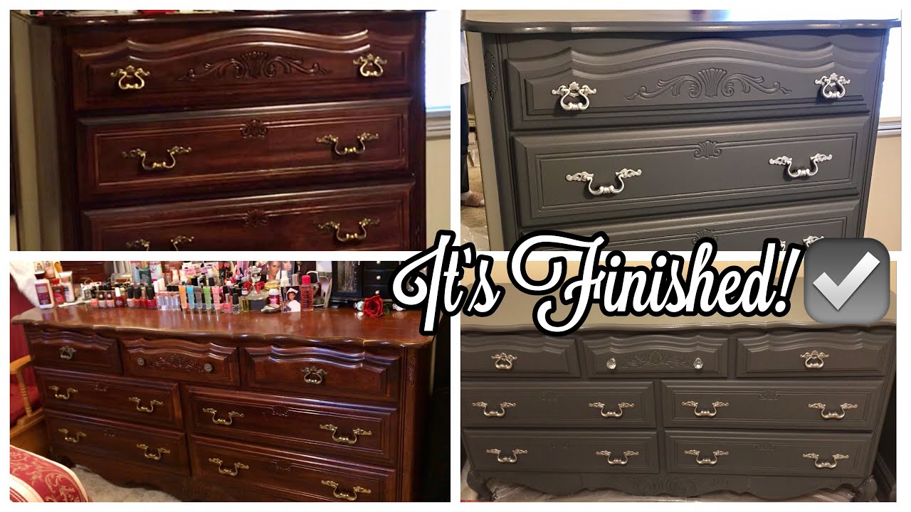 HOW TO PAINT WOOD BEDROOM FURNITURE WITHOUT SANDING! GREY