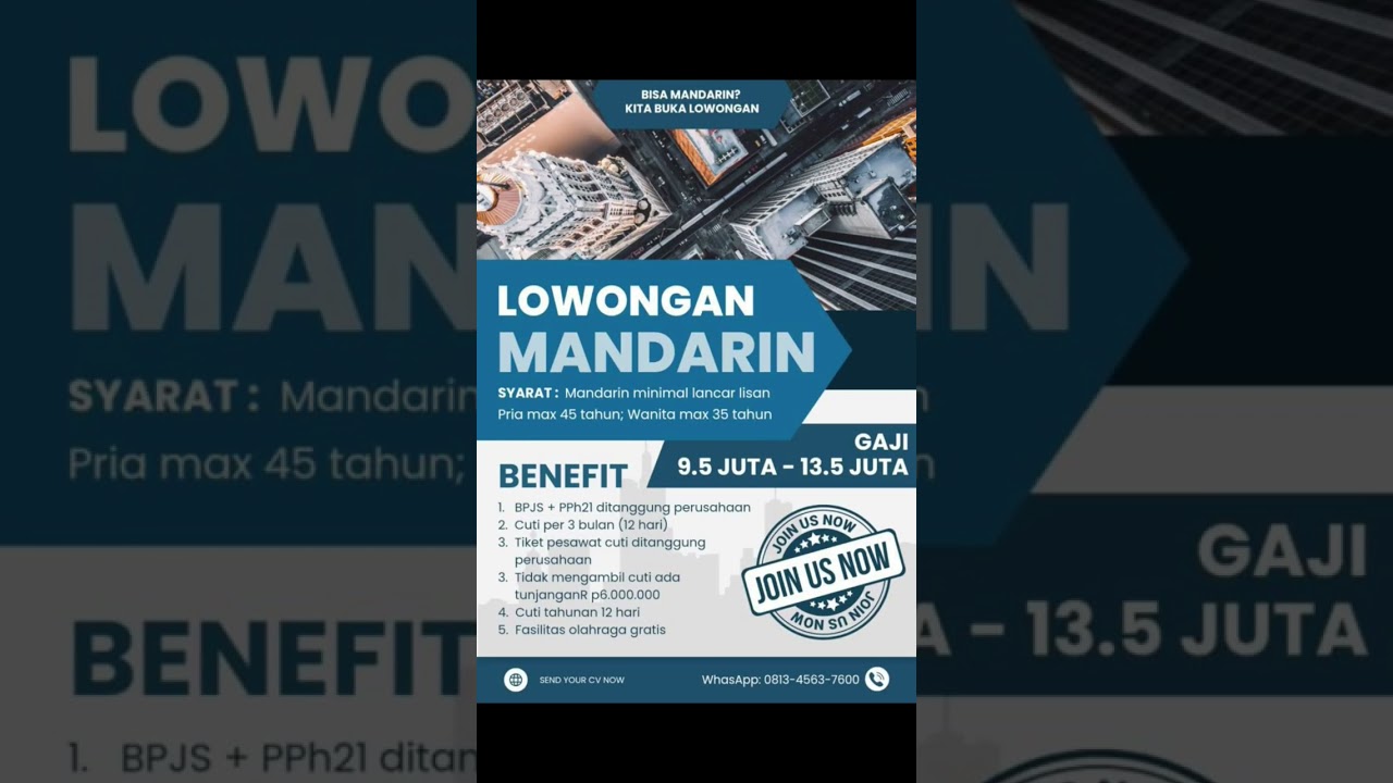 #lowonganmandarin #lowongankerja #carikerja #kerja #mandarin #bahasamandarin #chinese #lowongankerja