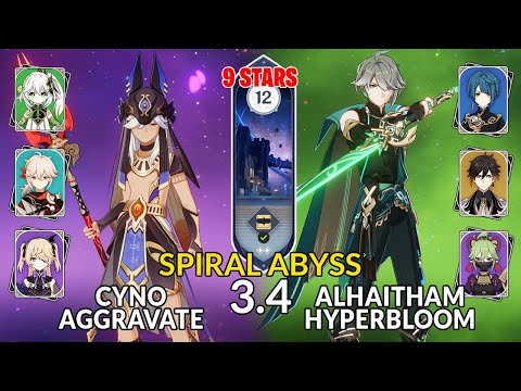 NEW 3.3 Spiral Abyss│Cyno Aggravate & Alhaitham Hyperbloom | Floor 12 - 9 Stars | Genshin Impact F2P