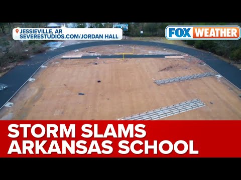 Drone Footage Shows Damage to AR High School From Apparent Tornado