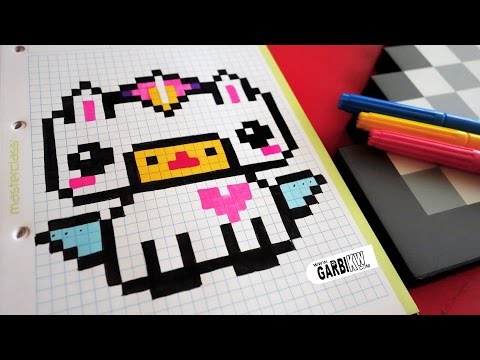 Handmade Pixel Art - How To Draw Kawaii Unicorn #pixelart