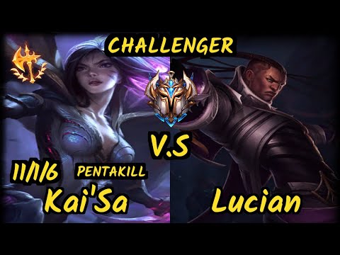 SPY Kobbe (KAI'SA) vs LUCIAN - PENTAKILL 11/1/6 KDA BOTTOM ADC CHALLENGER GAMEPLAY - EUW