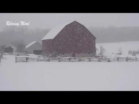 4K HDR Snowy Village  Peaceful Snowing at Dusk Winter Relaxing Snowfall Video