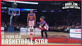 8-year old WOWS with Harlem Globetrotters