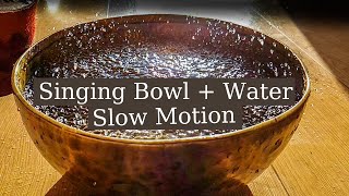 Singing bowl with water in slow motion. Faraday Waves in a Singing Bowl