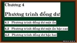 [Toán Đại học, CĐ]Khái Niệm Cơ Bản Về Phương Trình Đồng Dư Một Ẩn - Lý Thuyết Số