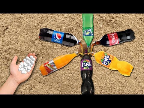 Experiment: Fanta, Schweppes, Sprite, Pepsi, Coke Versus Mentos Underground Reaction In One Hole