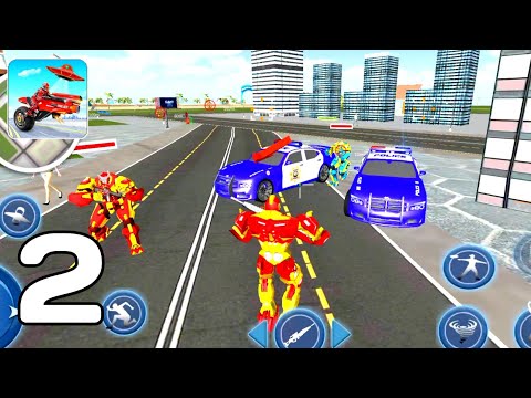 Moto robot hero flying bike robot hover - Police Car Wrecked Part 2 (Android GamePlay Walkthrough)