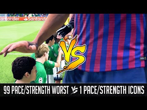 99 Pace/Strength Tiny Worst Team VS 1 Pace/Strength Giant Icons - FIFA 19 Experiment