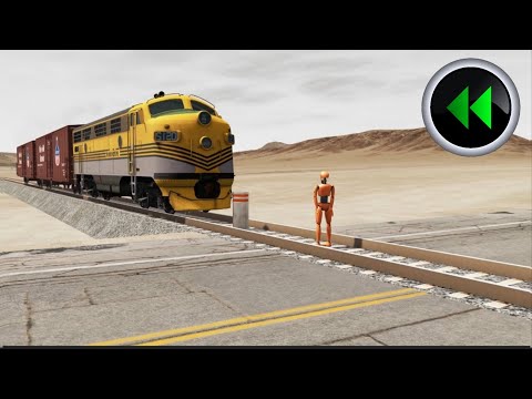 Reverse Trains vs Bollards - BeamNG Drive #2