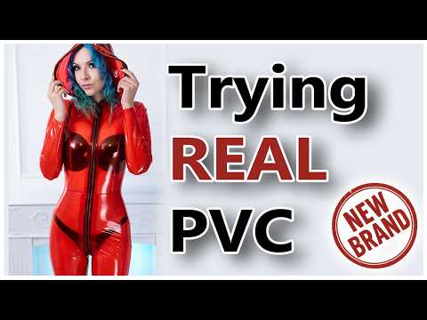 Trying on a ! REAL ! PVC catsuit for the first time
