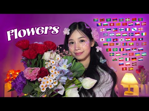ASMR Flower Names in 68 Different Languages 🌷🌻🪷✨ 12 Flower Names for Relaxing 🧘🏻‍♀️