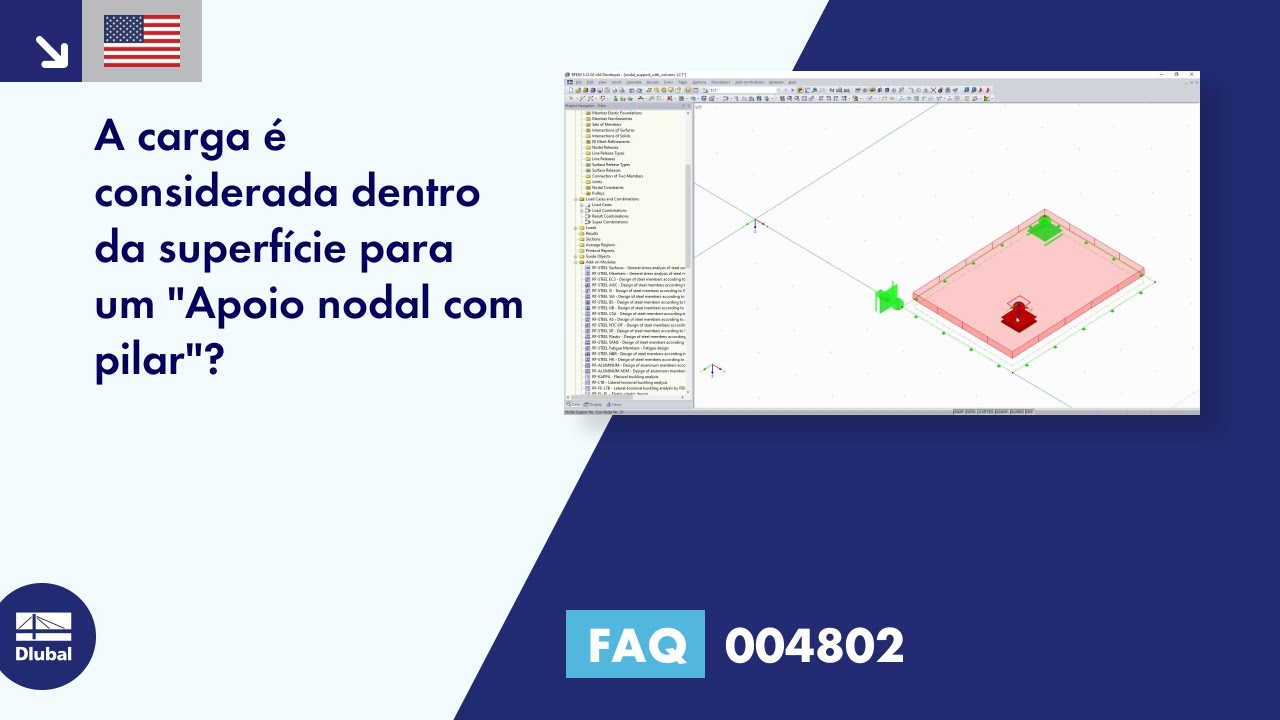 [EN] FAQ 004802 | É considerada uma carga dentro da superfície para &quot;Apoio nodal com pilar&quot;?