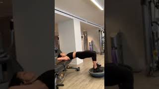 Bench hip thrust with BOSU and Pilates ring