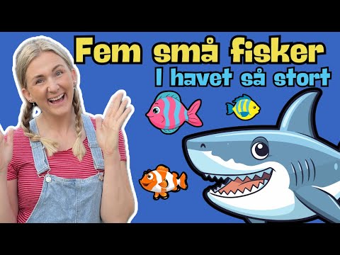 Fem små fisker i havet så stort - Barnesanger på Norsk - med bevegelser - Knøtteshow 4K