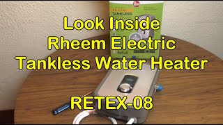 Look Inside Rheem RETEX-08 8kw Electric Tankless on-demand hot Water Heater from Home Depot 120118
