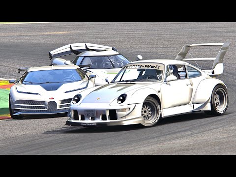 Koenigsegg Jesko vs Posche 911 993 RWB kit 2 vs Bugatti Centodieci - Spa