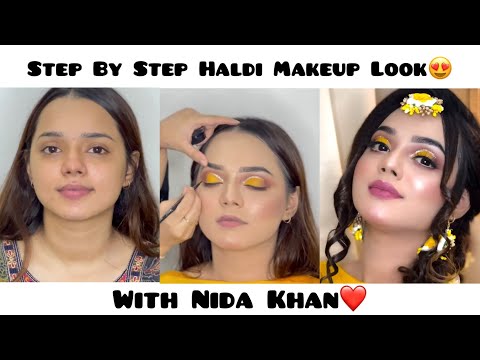 Haldi Makeup Look | Makeup By Aasiya Kashmiri | Nida Khan | Half Cut Crease |Makeup Tutorial