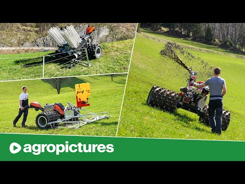 , title : 'Landwirtschaft in den Bergen | IBEX Motormäher beim Weidezaun bauen, Gülle fahren und mit Wiesenegge'