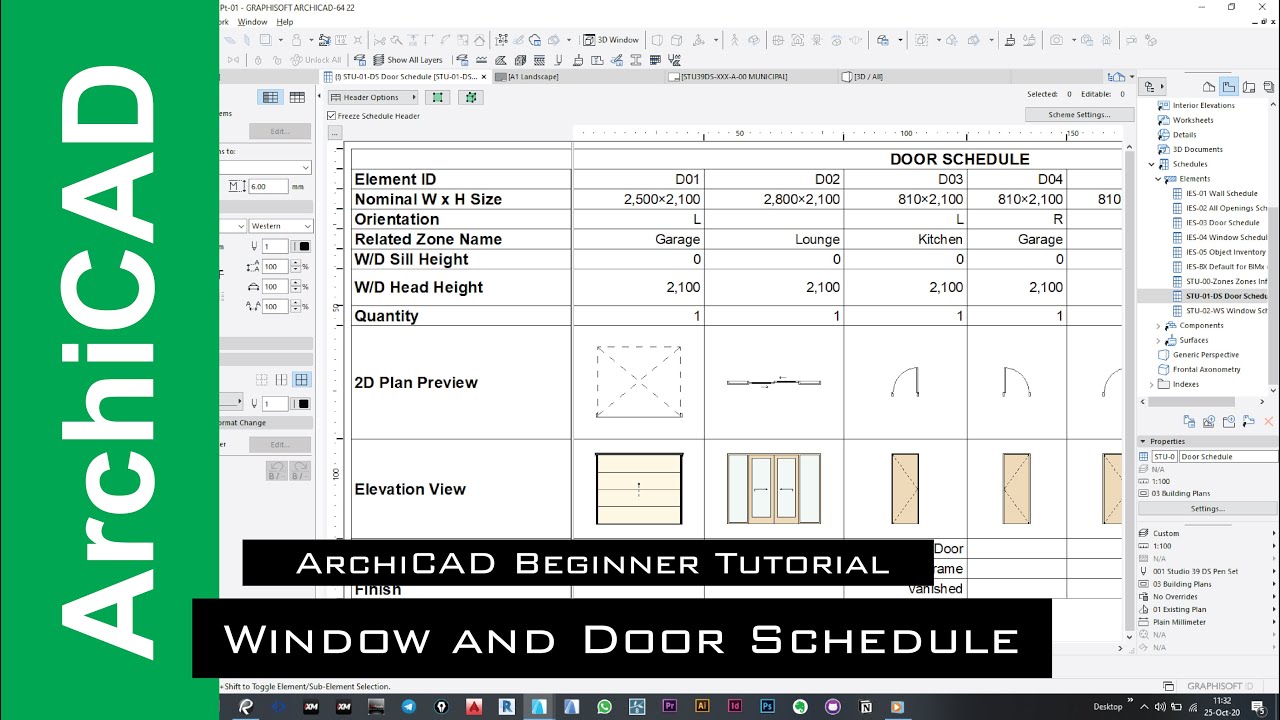 ArchiCAD Beginner Tutorial | Window and Door Schedule | Part 02