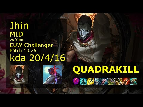 Jhin Mid vs Yone - EUW Challenger 20/4/16 Patch 10.25 Gameplay