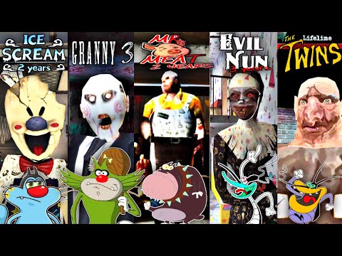 Ice Scream Vs Jigsaw Granny 3 Vs Mr Meat Vs Evil Nun Vs The Twins With Oggy and Jack