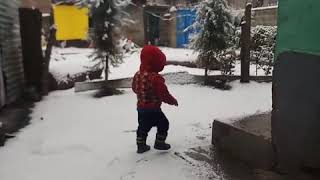 preview picture of video 'Snow fall in Seer hamdan Kashmir'