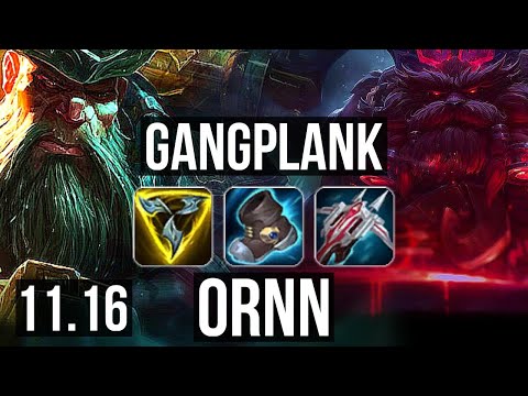 GANGPLANK vs ORNN (TOP) | 8/1/13, 2.4M mastery, 1700+ games, Dominating | NA Diamond | v11.16