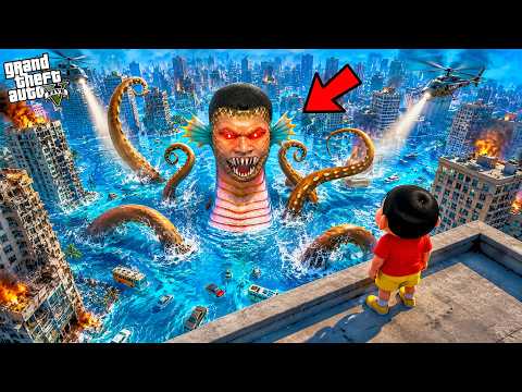 Franklin Becomes a Giant Kraken to Save Shinchan in GTA 5!