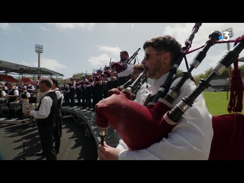 Festival Interceltique de Lorient 2023. Prestation du Bagad Sonerien an Oriant (Lorient)