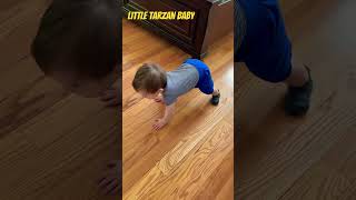 Baby crawling like little Tarzan doing doing the mowgli crawl so that his knees don’t touch floor