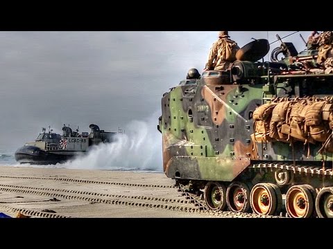 US Military Amphibious Assault Vehicle & Hovercraft In Combat Readiness Evaluation
