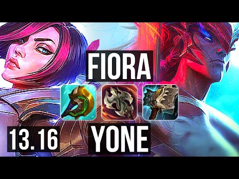 FIORA vs YONE (TOP) | 3.1M mastery, Legendary, 700+ games | KR Diamond | 13.16